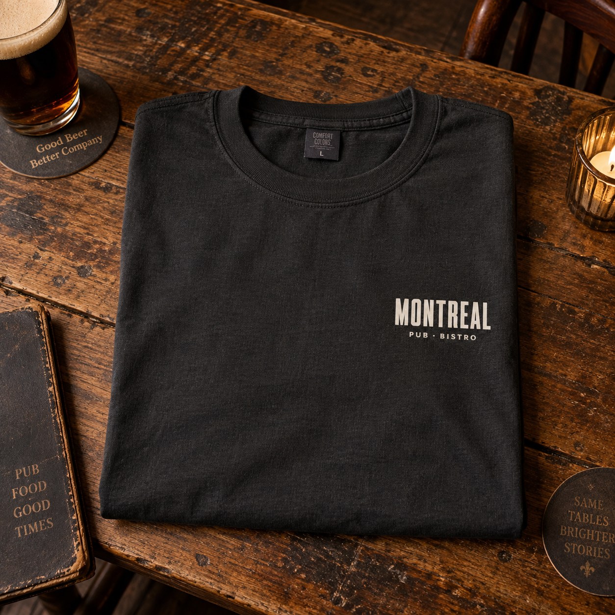 Charcoal Montreal Pub Bistro cotton T-shirt